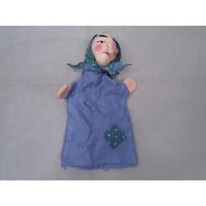 VINTAGE KERSA WITCH HAND PUPPET Old Woman Lady Fabric Doll Felt